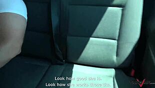 Chubby Whore with Big Tits Receives Cumshots in Taxi Backseat