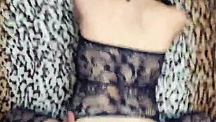 Wife's homemade lingerie cowgirl ride turns into passionate bedroom filming fun