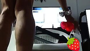 tranny slut in lingerie rides dildo till super horny explosion