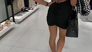 Public flashing leads to quick intense fuck in the dressing room with big ass brunette