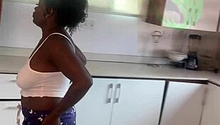 the hottest ebony chef bends over homemade letting you eat her wet big pussy before riding bbc cowgirl