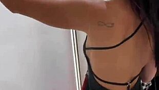 Public flashing leads to quick intense fuck in the dressing room with big ass brunette