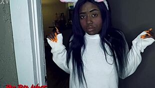 damn this ebony neighbor in costume gets choked and face fucked by bbc deepthroat doggystyle 😱🍆 her tight pussy screams for more!