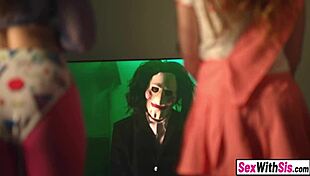 Petite redhead stepsis and tiny 18+ teen 18+ bestie dared to fuck stepbro