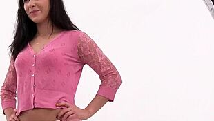 this dark haired russian babe just bangs her agent on the sofa