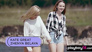 Kate Great Strips Petite Russian Lesbian GF Outdoors