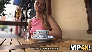 Blondie's wild public toilet fun with rich old friend watching.