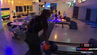 after bowling amateur thai teen drops to knees sucking boyfriend's huge cock pov