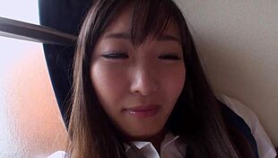 Adorable japanese cutie craves cum filling her hairy pussy moans