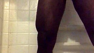 shower strokes got me stroking that big black cock monster hard 😩💦 homemade ebony solo