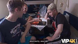 hey stranger wanna see this young redhead ride anal on the train?