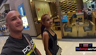 after bowling amateur thai teen drops to knees sucking boyfriend's huge cock pov