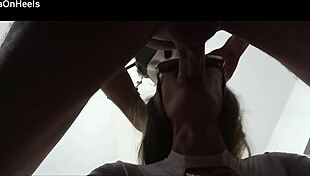 milf swallows huge load after quickie blowjob explosion