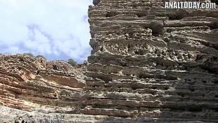 couple enjoys friend's anal creampie outdoors on holiday adventure