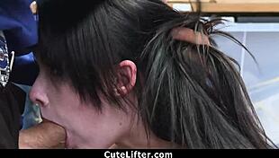 Teen Shoplifter Humiliated And Punished By LP Officer In Garage Domination