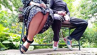 MATURE BBW MILF FLASHES Saggy Tits Trains Handjob Before Outdoor Fuck