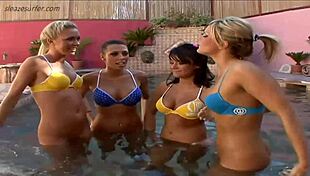 four teen lesbians grind lick and toy each other in epic group fuck