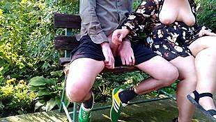 my horny mother-in-law flashes her huge natural breasts outdoors