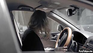 Nervous tiny blonde teen loses virginity to older guy's monster cock on camera