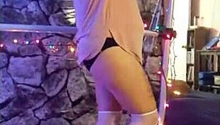 hotwife steffi's huge pussy lips dance dirty in lingerie tease!!