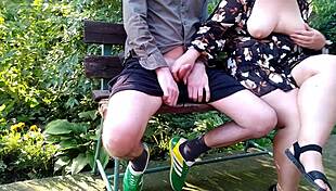 my horny mother-in-law flashes her huge natural breasts outdoors