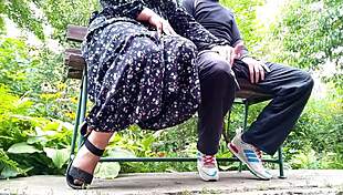 MATURE BBW MILF FLASHES Saggy Tits Trains Handjob Before Outdoor Fuck