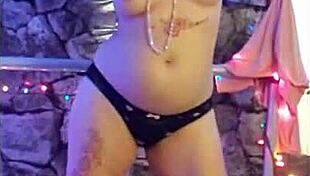 hotwife steffi's huge pussy lips dance dirty in lingerie tease!!