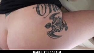 Big ass teen raven reign bounces wildly on stepdad's thick cock