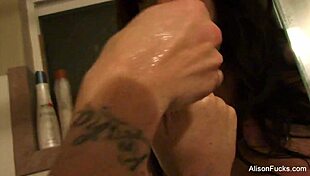 Alison Tyler explores sensual body paint secrets in steamy lesbian shower encounter