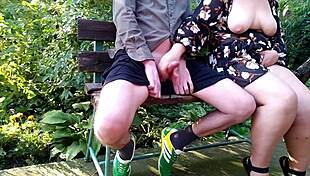 my horny mother-in-law flashes her huge natural breasts outdoors