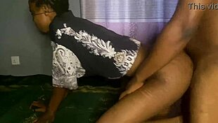 Curvy ebony babe bent over takes hard doggystyle pounding from behind