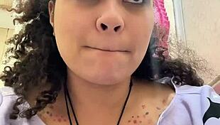 The milk-intolerant chubby girl squats on the toilet releasing massive gassy farts in homemade solo