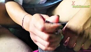 indonesian teen gets rushed handjob cumshot on pussy before late school rush