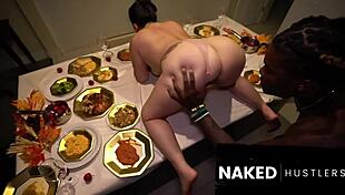 from DINNER TABLE to BED she BENDS OVER for BIG COCK pounding!