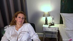 German curvy milf Kathy with huge saggy natural tits picked up for raw casting fuck 😈 no condom deepthroat cowgirl!