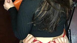 roommate bends over for panty creampie doggystyle pov