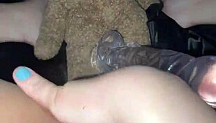 saudi virgin teen's first huge glass dildo pussy stretch