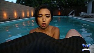 imagine frida sante's curves teasing you poolside in lingerie