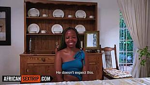 Petite Black Teen Slurps Massive White Cock Deep On Knees POV!