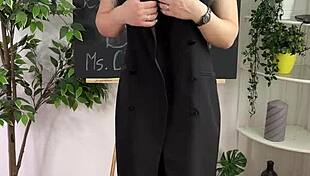 curvy teacher in glasses and heels teases bdsm lingerie look