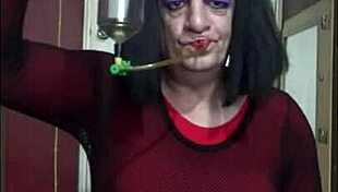 bisexual crossdresser shyly stuffs his hole full at home