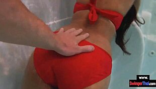 amateur teen couple starts foreplay in public pool then bangs hard outdoors