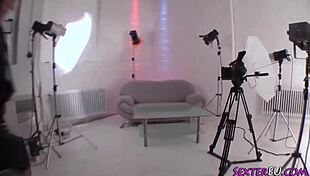 Euro milf in heels and stockings rubs pierced pussy on cam