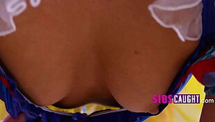 my slutty stepsis snow white sneaks in heels stockings for taboo petite sex catch