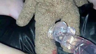 saudi virgin teen's first huge glass dildo pussy stretch