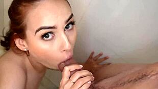 i watch my redhead milf wife fuck our new friend in shower while cuckold hubby helps