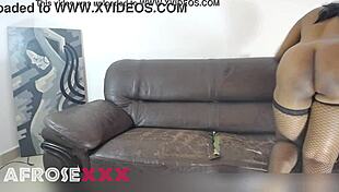 Heart races as redbone strokes black guy's throbbing cock on set