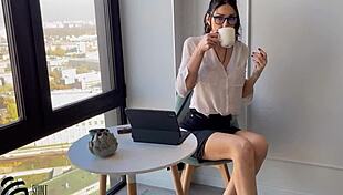 damn whore secretary pays waiter off with sloppy sex