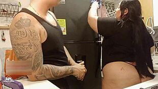 Secretly banging voluptuous colombian maid behind wife's back doggystyle licking frenzy