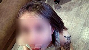 damn! juicy babe's close-up pov blowjob unloads cum in mouth!